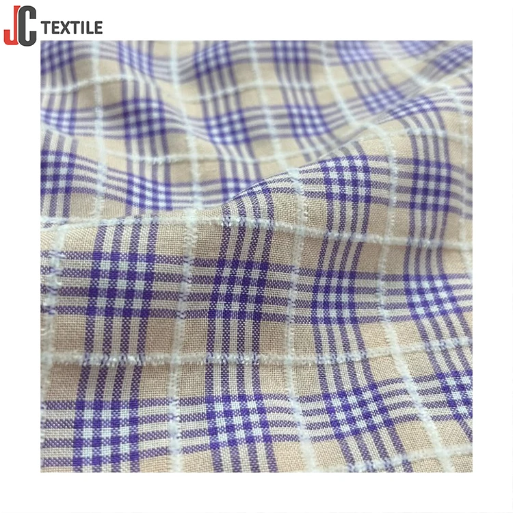Shaoxing Factory 55%Poly 45%Rayon Rts Chenille Vogue Plaid Yarn-Dyed Checked Fabrics For Dress Skirts