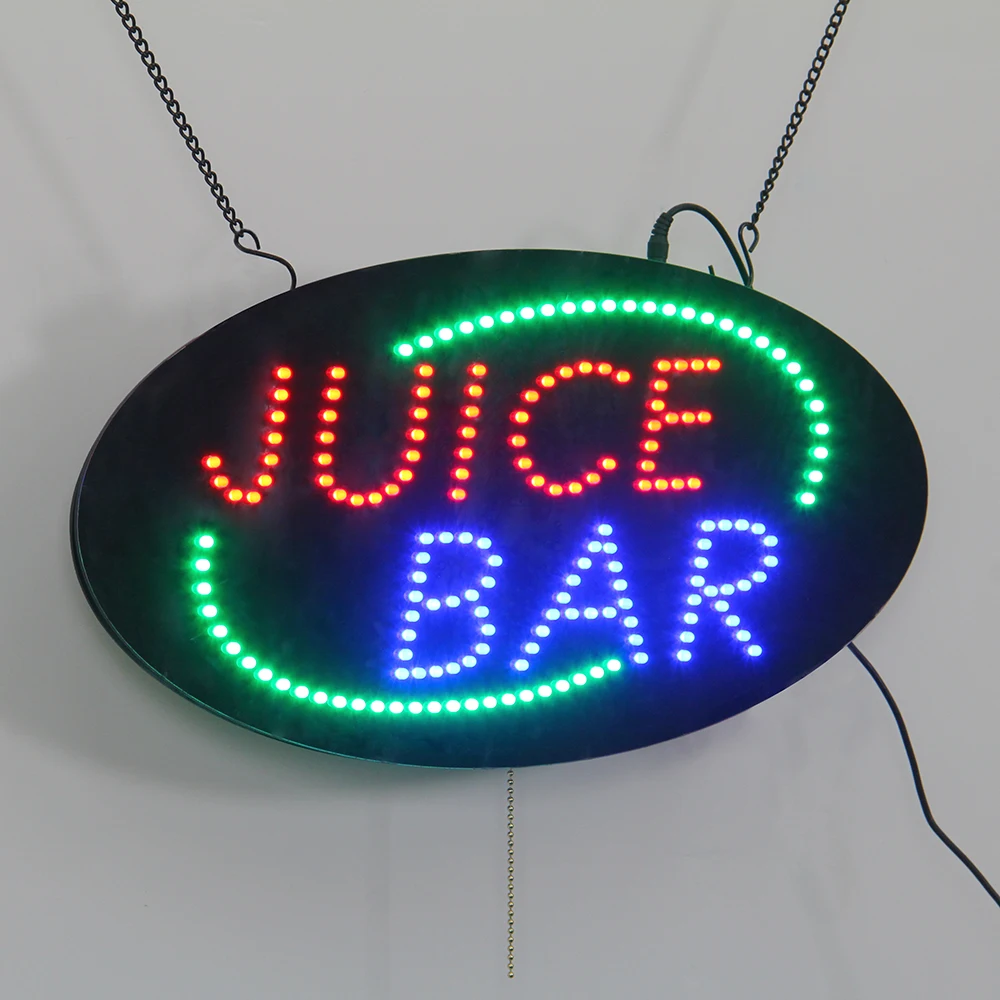 Hot-selling 9*19 inch oval indoor acrylic billboard LED JUICE BAR SIGN decorative sign light