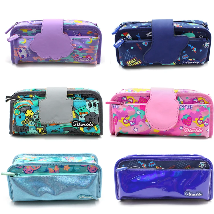 2022 Hot Sale Allover Printing Pattern Double Pocketspencil Case Custom Pvc Pencil Bag Pencil Box Stationery