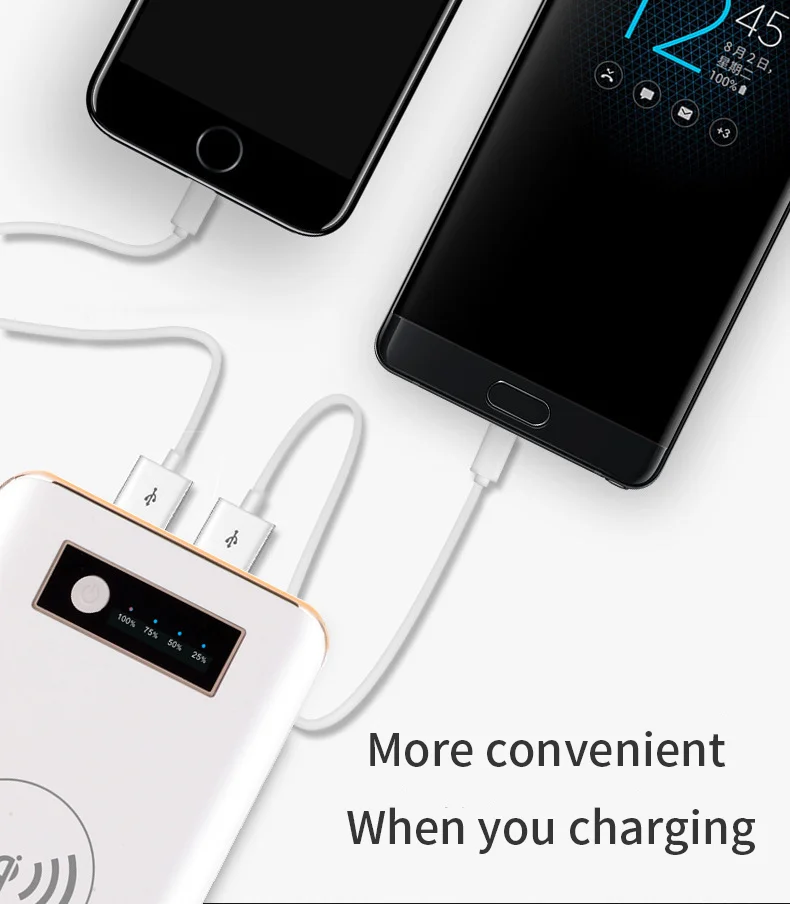  2020 20000 мач 2usb порта 2 в 1 портативное зарядное устройство огромная батарея Qi беспроводное для Iphone micro и type-c