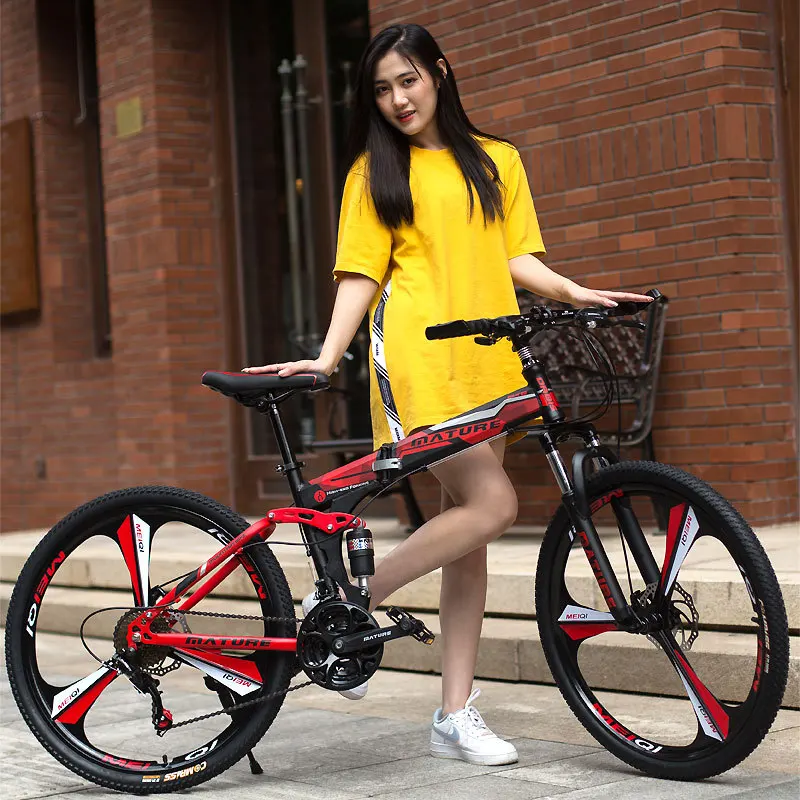 Folding bike  full suspension mountain bicycle for sale 26 inch Shimano 21 speed adult racing mountainbikes