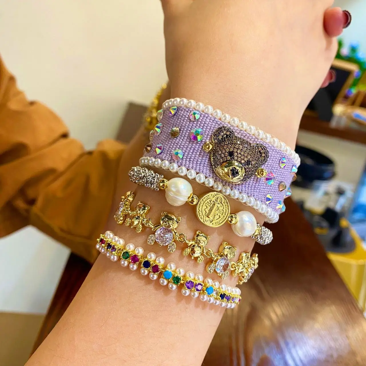 Silver Gold Plated Zircon Bracelet Stainless Steel Chain Women Hot Sale Rainbow Stones Colorful Diamond Crystal Fashion Jewelry