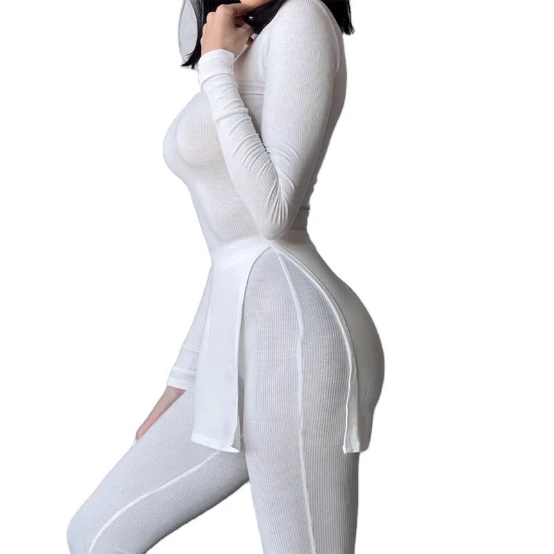 fall women clothes 2021 sexy Skinny long sleeve Drawstring crop top wide leg Flared trousers Night Club 2 two piece pants set