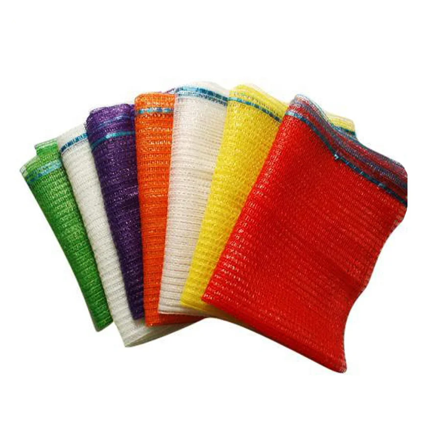 100% Polypropylene Tubular Reusable Fruit Vegetable Raschel Leno Mesh Bags For Packing Ginger Garlic Onion 10kg 25kg 50kg Sacks