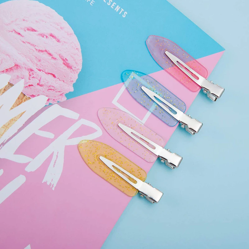 Plastic colorful hairclips cute baby small leaf hair accessories seamless bangs hairpin