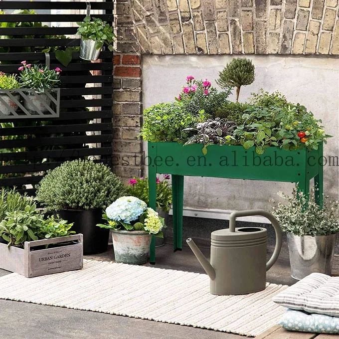  Приподнятая металлическая садовая кровать садовый плантатор коробка для овощей поднятая посадочная с ножками уличный контейнер цветов трав