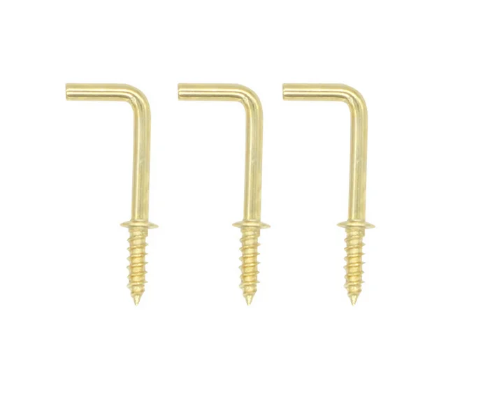 
Gold Color Copper Plated Metal Right-angle Hooks 7 Shape Screw Hooks Self-tapping Screws Hooks L Shape Hooks 2.16 Inches 