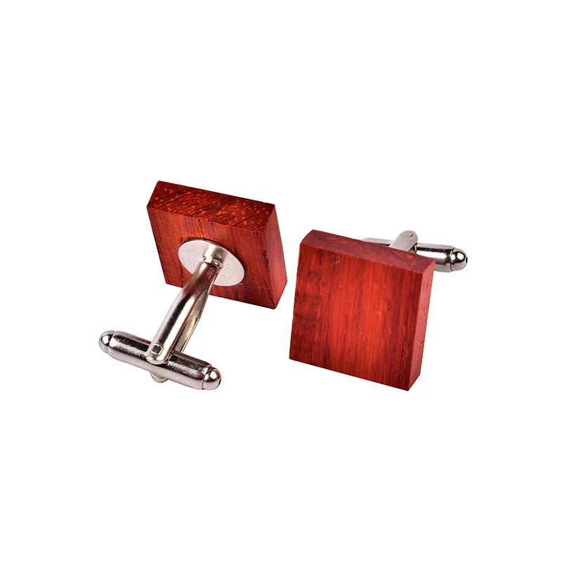 Индивидуализированные красные квадратные свадебные запонки из натурального дерева для мужчин