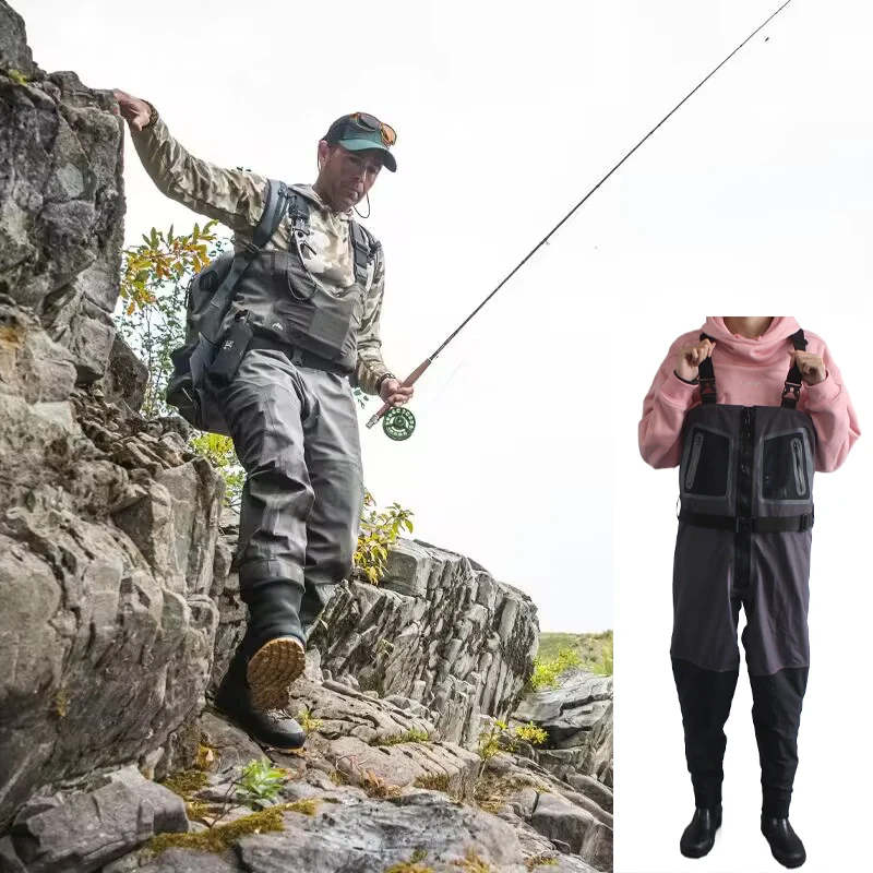 manufacturer Waterproof 3 layer breathable Waders Chest High Fishing Waders with Boots