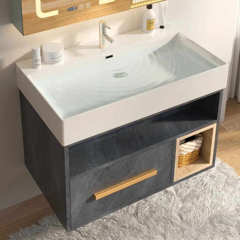 Modern Luxury Wall Mount Floating Cabinet Sanitary Ware Bathroom Vanity Cabinet With Ceramic Sink
