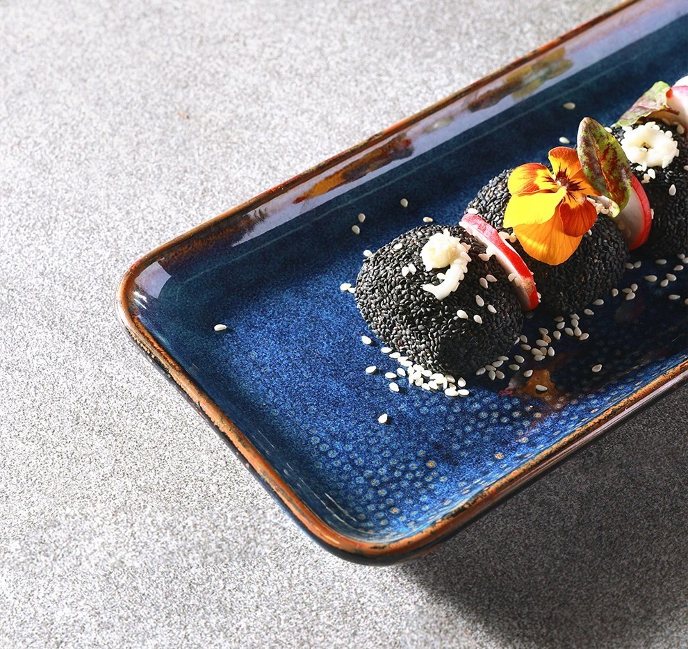 Керамическая посуда южнокорейские тарелки для суши фарфоровые причудливые синие реактивные пижамы