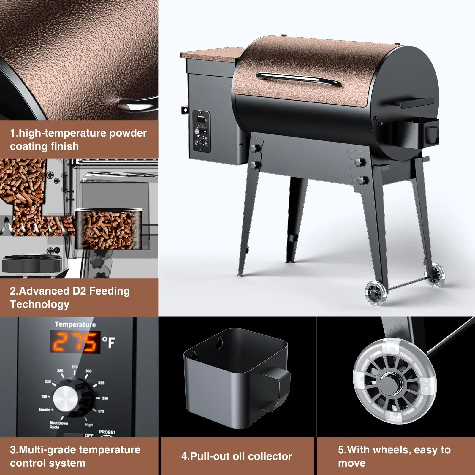 ODM OEM Outdoor Garden Pellet Grill Controller Grill Wood Pellet Smoker Oven