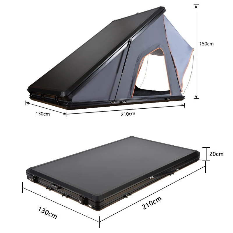 RTS New 2 person Automatic clamshell Camping hardtop car suv waterproof hardshell rooftop hard shell aluminium roof top tent