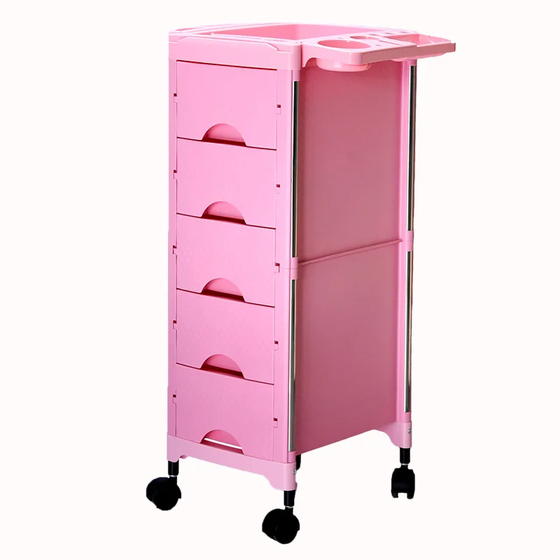 Five Layer Pink Hair Salon Trolley Hairdressing Tool Car Hair Salon Storage Trolley Beauty Display Cabinet Salon Trolley