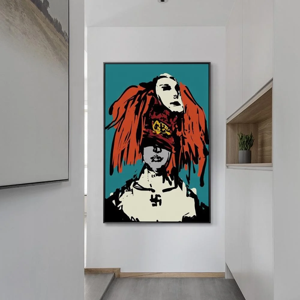 
Abstract acrylic painting on canvas red green dark gothic women face portrait painting cuadros abstractos on canvas wall art pic 