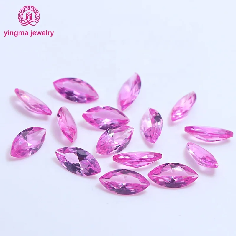 Wholesale price gemstone corundum stone 1.5x3 mm to 7x14 mm marquise shape 2# pink loose synthetic ruby corundum jewelry