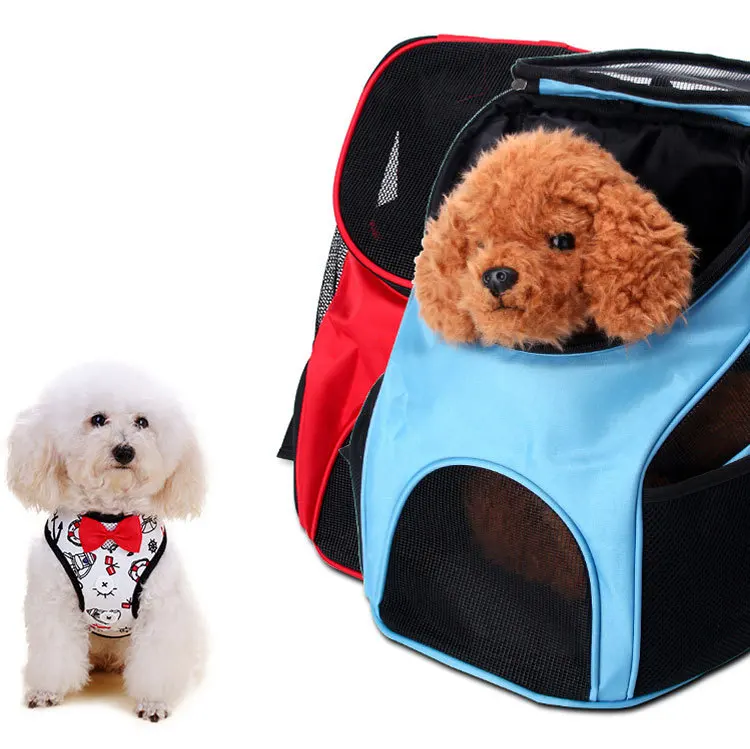 Pet Backpack Going Out Portable Dog Cat Bag Pet Carrying Breathable Mesh Oxford Pet Bag Teddy Bag
