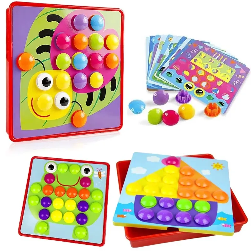 New Mushroom Nail DIY Cartoon Handmade Toys For Children Montessori Education Toys Intelligent 3D Puzzle Games Puzzle Board