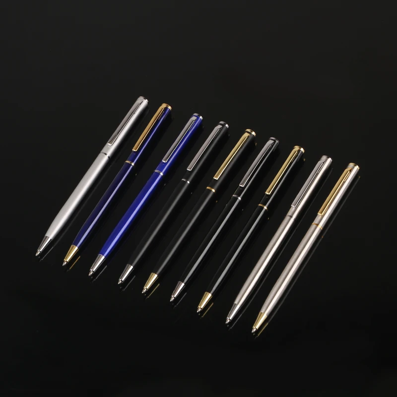 Top Sell Factory Price Ballpoint Pen Blue Beautiful Short Slim Pen Free Sample Cute Small Metal Twist Ball Pen