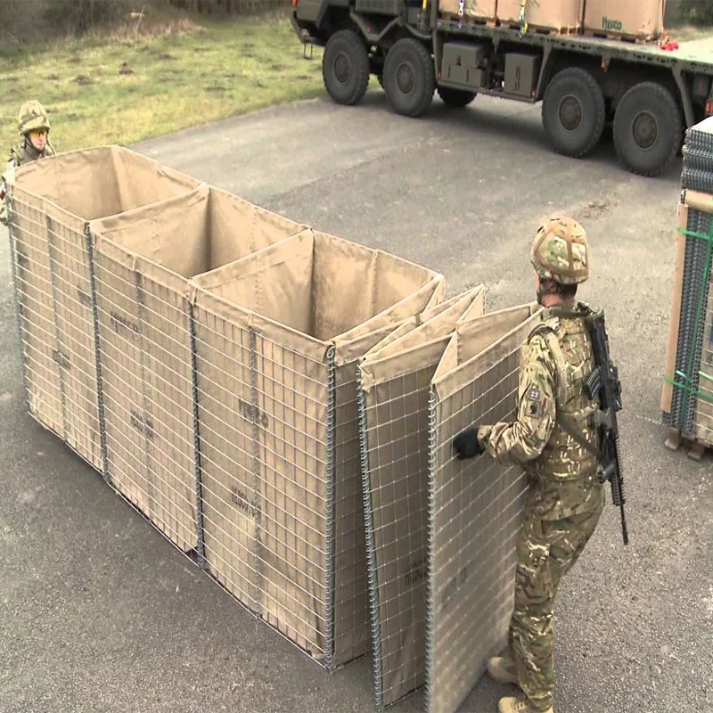 Defensive barrier flood protection wall sand container