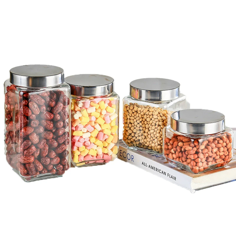 Factory Direct Sale Screw Aluminum Cap Moisture Proof Container Storage Glass Storage Jars