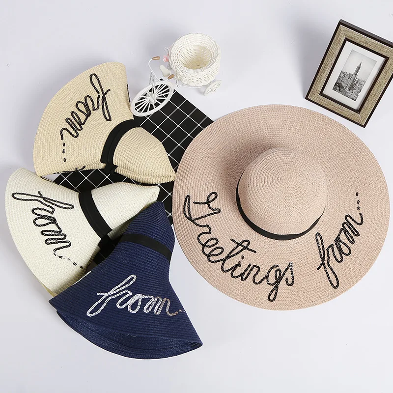 Hot selling ladies custom paper straw hat wholesale floppy beach hats women
