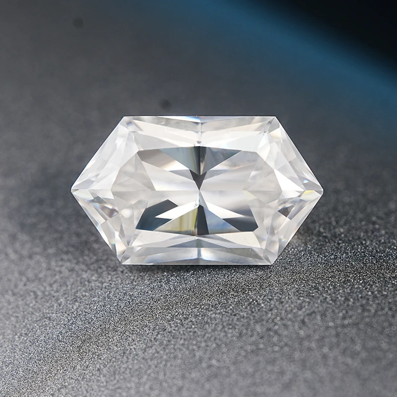 Supplier Direct Sale Elongated Hexagon Ring Pendant Synthetic Gemstone White Color Moissanite Price
