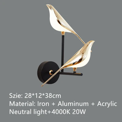 Bedroom Living Room Decoration LED Wall Light Indoor Bird Parrot Magpie Wall Lamp