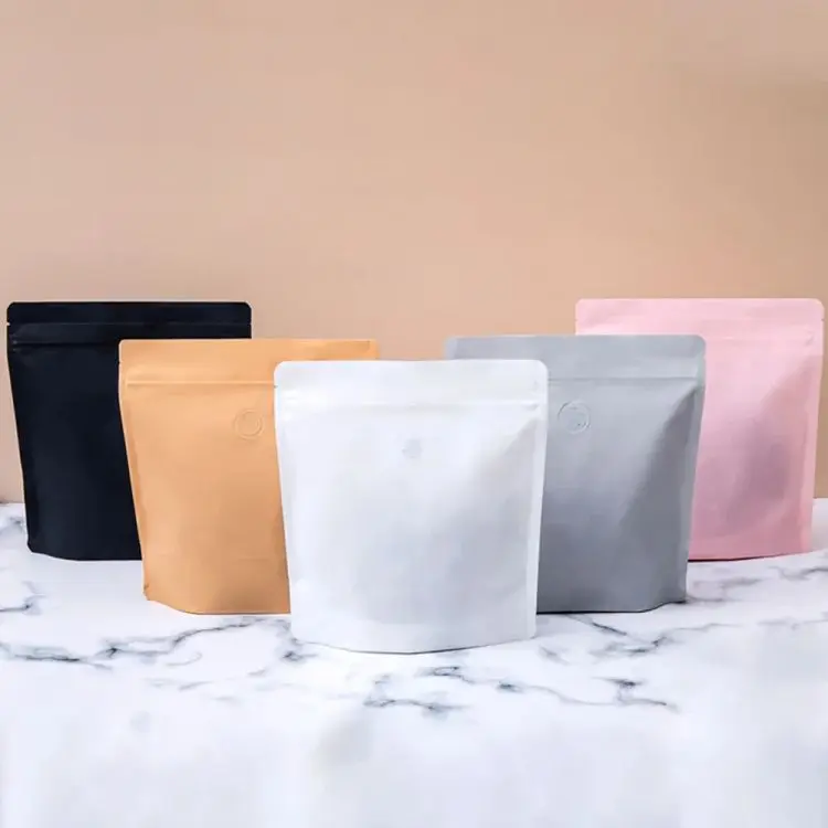 Wholesale Standup Poucn 250g 500g Aluminum Foil Stand up Packaging Coffee Bags with Ziplock Valve