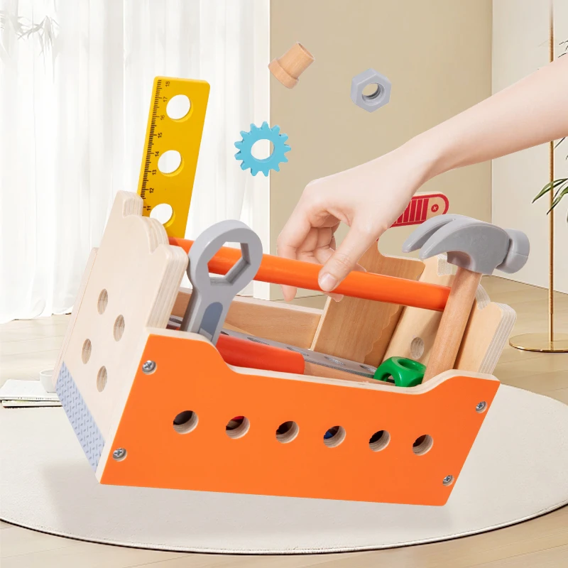 CE CPC New Arrival Screw Nut Disassembly Wooden Toolbox Early Educational Screw Nut Truck Wooden DIY Tool Assembly Toy Kids