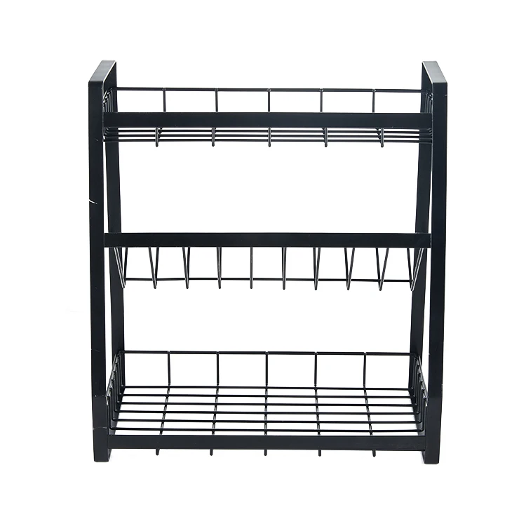 Stainless steel kitchen storage rack Kitchen seasoning rack Kitchen utensils wall hanging perforation-free storage shelf