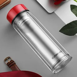 New Blank 420ml High Quality Unbreakable Double Wall Borosilicate Glass Water Bottle With Tea Filter