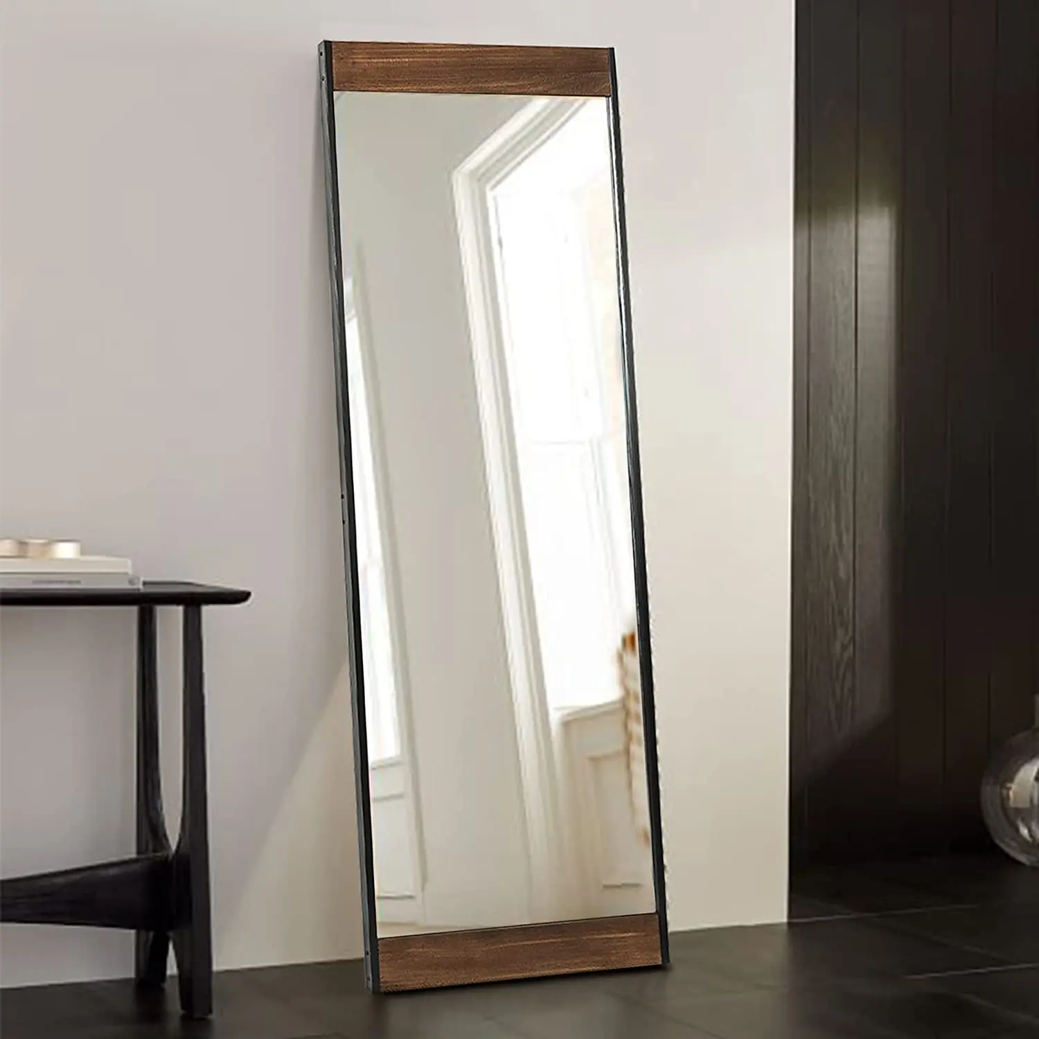 Luxury Full Length Mirror Decorative Rectangle Wall brown  wood Metal Frame Mirror Large Floor bedroom Mirror