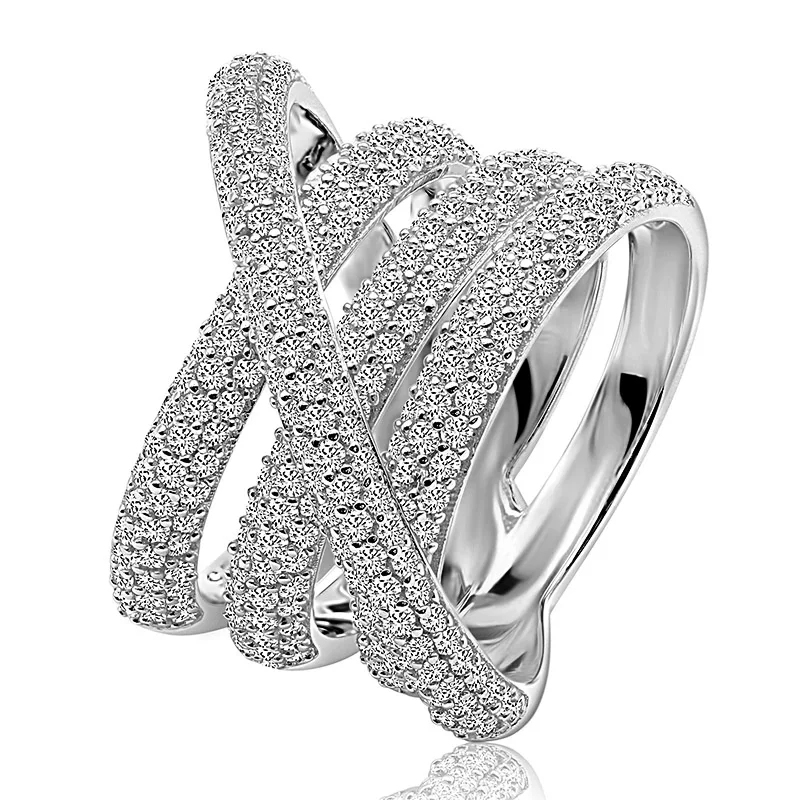 trending products 2022 silver rings aaaaa cubic zirconia bling jewelry luxury diamond s925 wedding promise rings for girls