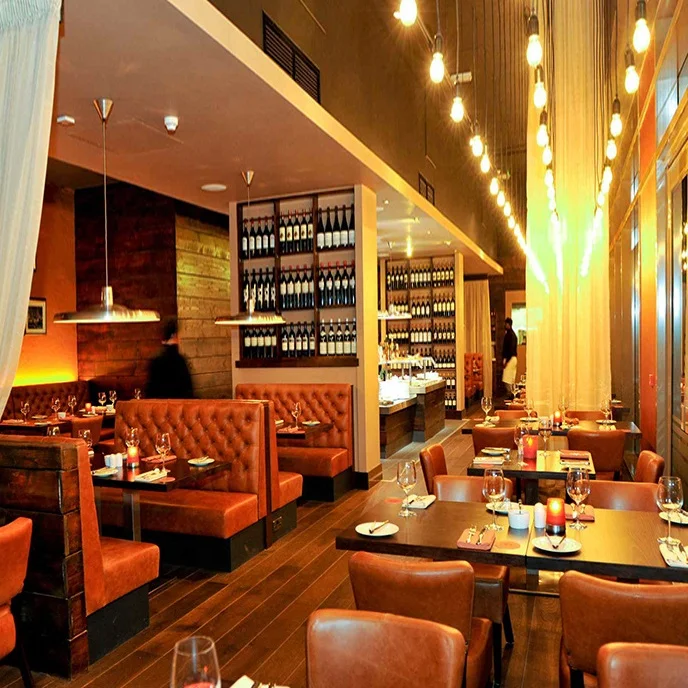 OEM/ODM booth restaurant sets Modern Indonesian table and chair booth Wooden Restaurant Furniture Chair Project