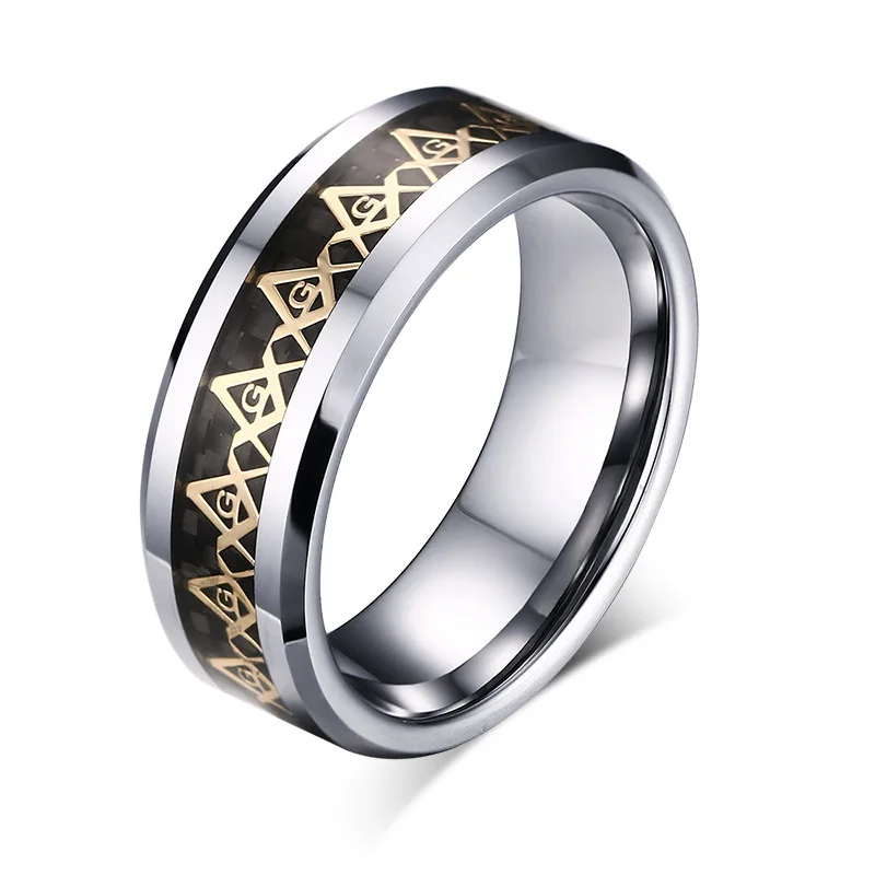 Wholesale fashion jewelry male ring 8mm solid ceramic black waterproof ring Masonic ring