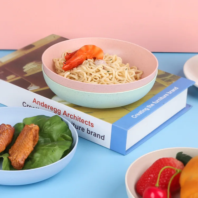 Wheat Straw Deepening Dish Fruit Snack Noodles Food Plastic Dish 14.5cm dessert wheat straw plate set