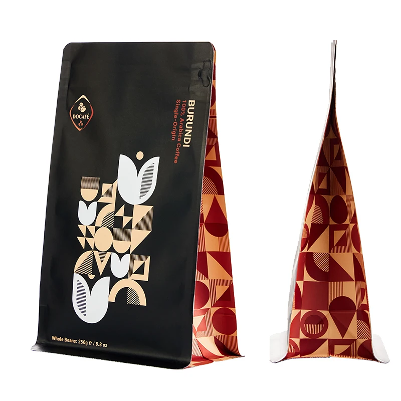 Eco Friendly 12Ounce 5Lbs 180Microns NY/PA/CPP Matte Finish Inventory Foil Good Standing Coffee Beans Flat Bottom Packaging Bags