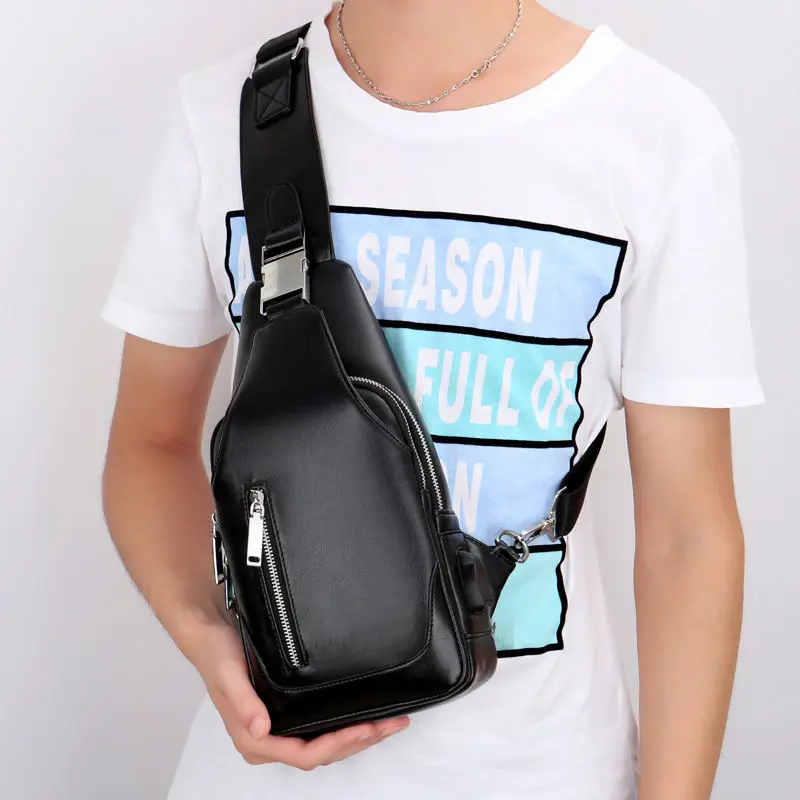 New Arrival Sacoche Homme Pu Leather Men Messager Bag Sling Shoulder Bags Outdoor Chest Bag For Men