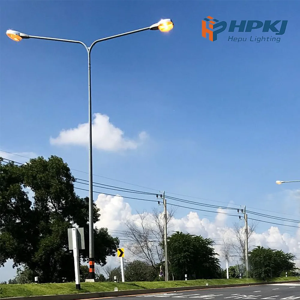 Hepu Customized 3.5M 6M 8M 9M Light Pole Galvanized Steel Pipe Solar Road Light Pole