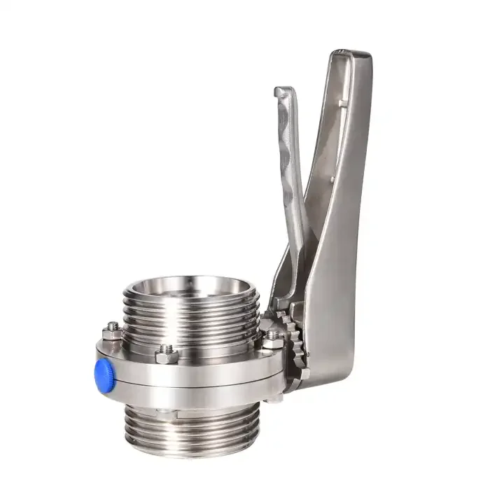 Пищевой клапан-бабочка из нержавеющей стали 304 316L с наружной резьбой ручкой