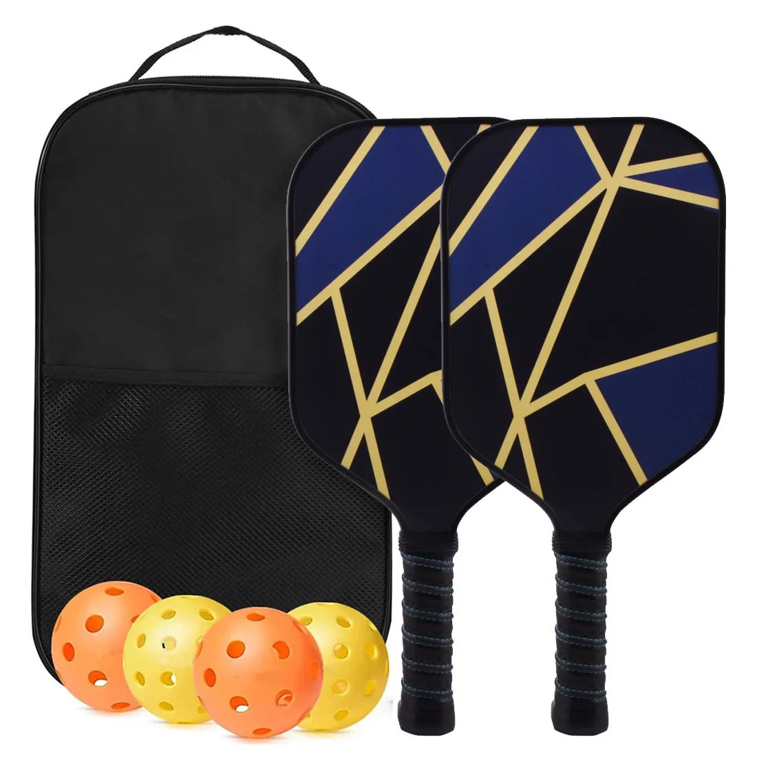 Premium Quality Pickleball Set with Indoor Outdoor Balls and wooden Paddles Complete Paddleball Set with Full Cover Bag