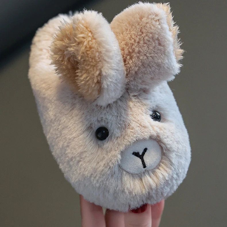 Winter Kid Rabbit Slippers Cute Animal Footwear Indoor Warm Plush Fluffy Fur Home Slipper For Girl Boy Children