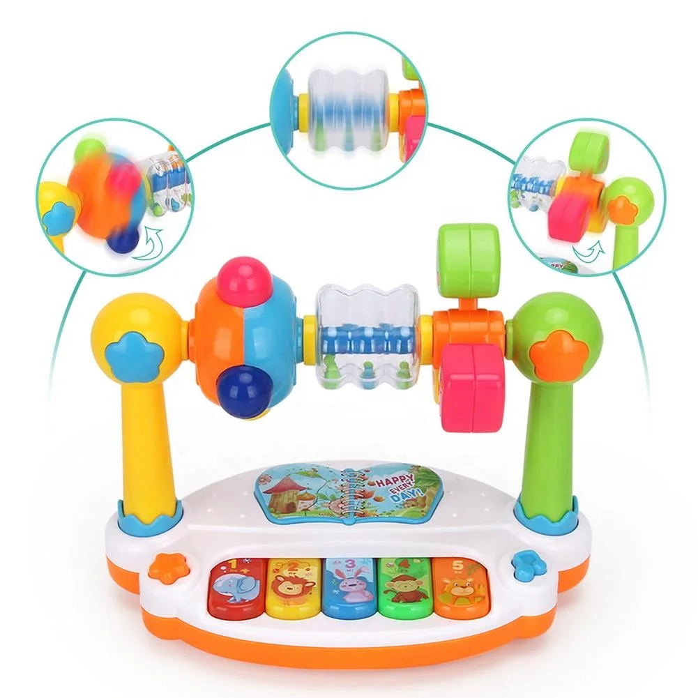 Early education baby activity set electronic organ toys piano 5 keys keyboard music toys for kids musical instruments with light