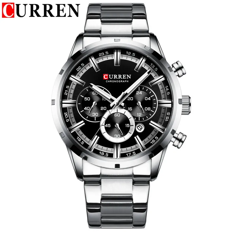 CURREN 8355 высококачественные деловые кварцевые мужские наручные часы с большим лицом подвесные стальные