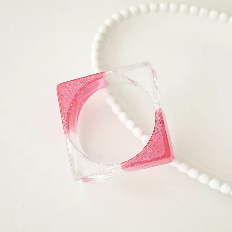 BOXUAN Fashion New with Gold Powder Splicing Ladies Style Geometric Resin Bracelet For Women