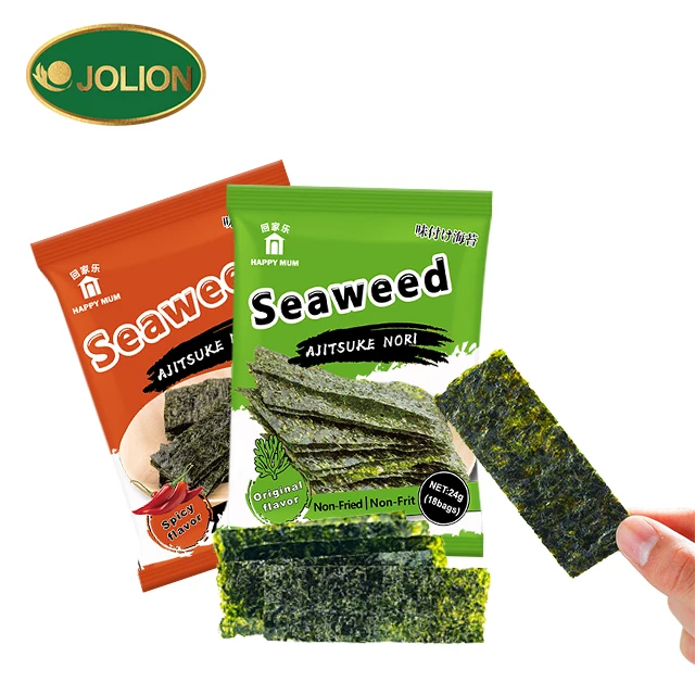 JOLION Wholesale Bulk Dried Fried Spicy Flavor korean snacks roasted Nori sheets korean seaweed price