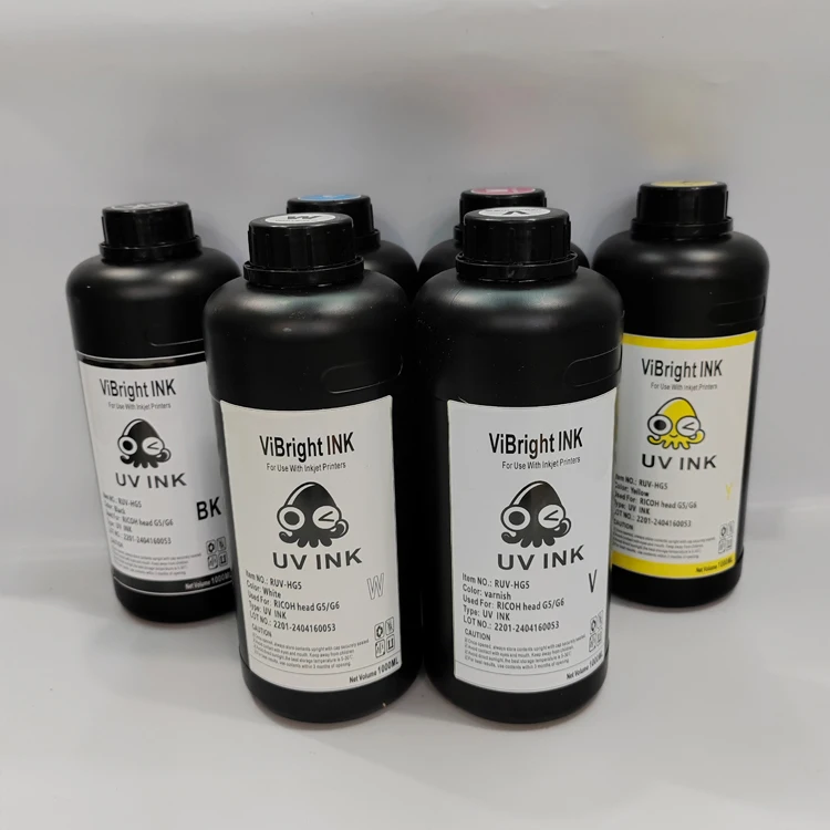 LED UV INK for RICOH printer head G5 G6 acrylic PC PS PVC PET KT board ABS metal glass inkjet  UV ink