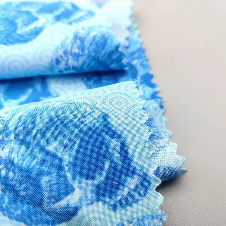 Danlu Textile 100% Polyester Chiffon Blue Digital Printing Women Dresses Fabric