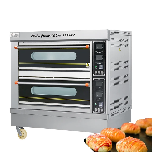 Коммерческая 2 палубы Цепи духовка для выпекания пиццы машины/хлеба подовая печь